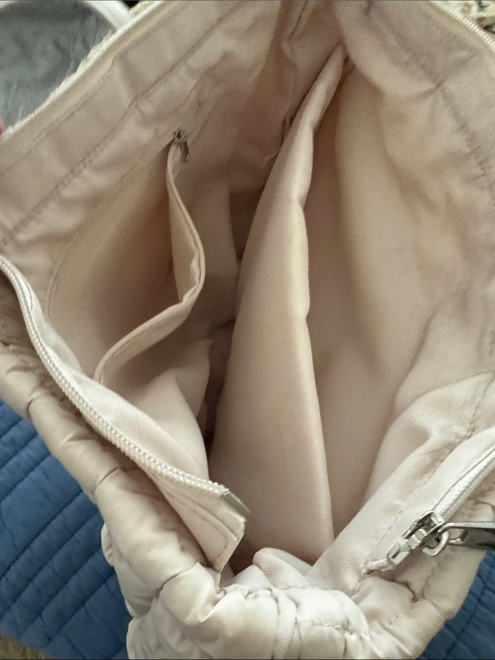 Quilted Laptop Tote in Light Taupe